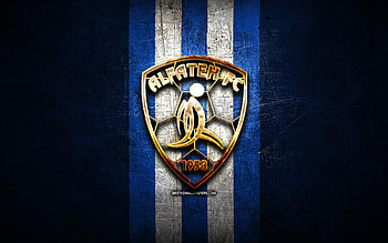 Al-Fateh FC, golden logo, Saudi Professional League, blue metal background, football, Al Fateh, saudi football club, Al-Fateh logo, soccer, Al-Fateh SC HD wallpaper