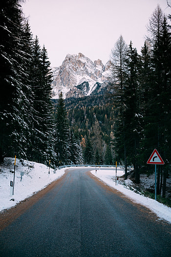 Winter, Nature, Mountains, Snow, Road, Forest HD phone wallpaper