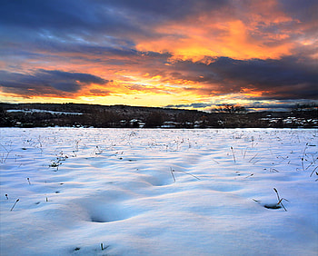 Winter Twilight, winter, twilight, snow, clouds, sky HD wallpaper