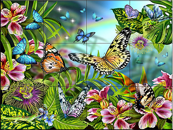 butterfly, butterflies, wall, tile, bugs HD wallpaper