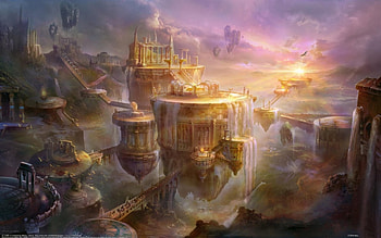 Castle, pink, rongrong wang, digital, fantasy, art, orange HD wallpaper