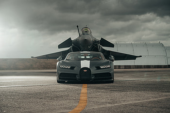 Bugatti Chiron Meets Dassault Rafale Marine Jet , bugatti-chiron, bugatti, cars, 2021-cars HD wallpaper