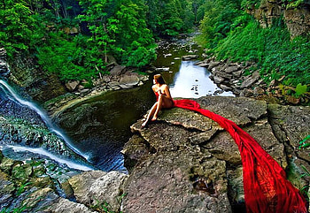 Lady on Waterfall, cool HD wallpaper