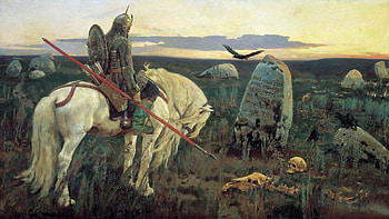Knight at the Crossroads, knight, fairy tale, art, russia HD wallpaper