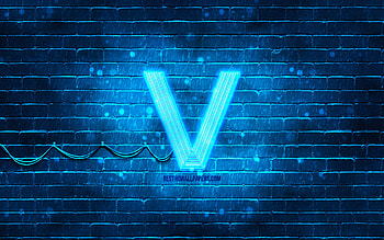 WayV blue logo, , blue brickwall, WayV logo, brands, WayV neon logo, WayV HD wallpaper