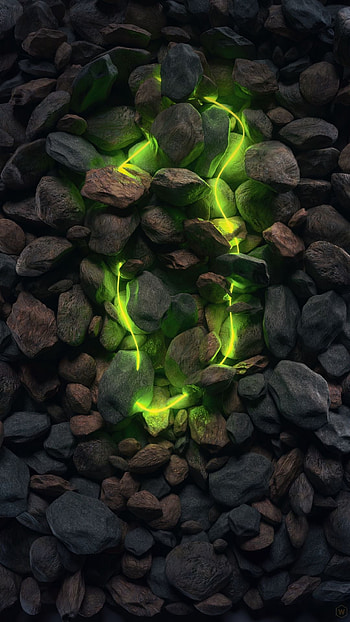 Stones, art, flooring, green, dark HD phone wallpaper
