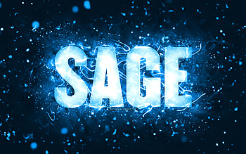 Happy Birtay Sage, , blue neon lights, Sage name, creative, Sage Happy Birtay, Sage Birtay, popular american male names, with Sage name, Sage HD wallpaper