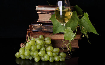 Food, Background, Vine, Grapes, Books HD wallpaper