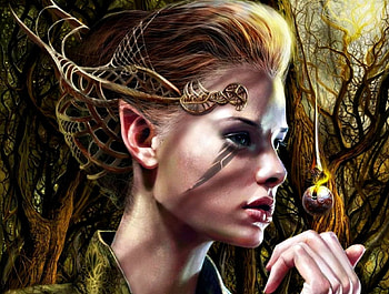 Fantasy girl, fairy, fantasy, art, green, girl, woman HD wallpaper
