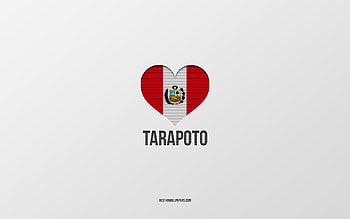 I Love Tarapoto, Peruvian cities, Day of Tarapoto, gray background, Peru, Tarapoto, Peruvian flag heart, favorite cities, Love Tarapoto HD wallpaper