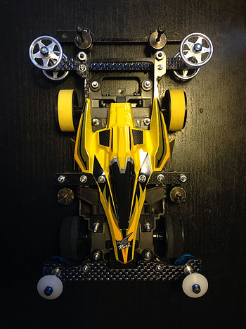 Tamiya Mini 4WD Yellow, racing, nostalgic HD phone wallpaper