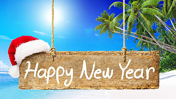 Merry Christmas Happy New Year Beach HD wallpaper