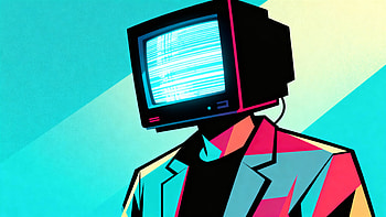 Neon TV-Head: Cyberpunk Sci‑Fi, Sci Fi, Vaporwave, Surreal Art HD wallpaper