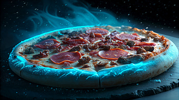 Meat Lovers Pizza Blaze: Fiery Feast for True Carnivores, meat lovers pizza, pizza, pepperoni, flame, food HD wallpaper