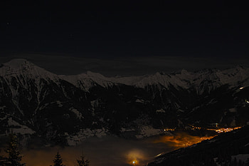 Nature, Mountains, Night, Shine, Light, Austria, Village, Salzburg HD wallpaper