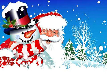 Snowman and Santa, winter, holiday, and Santa, Snowman HD wallpaper