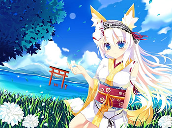 kitsune, kimono, mask, pretty, girl HD wallpaper