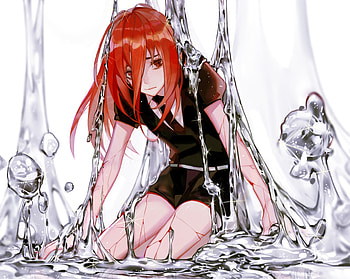 Cinnabar, silver splashes, Houseki no kuni, anime girl HD wallpaper
