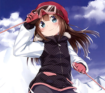 Skying, sports, anime girl HD wallpaper