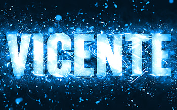 Happy Birtay Vicente, , blue neon lights, Vicente name, creative, Vicente Happy Birtay, Vicente Birtay, popular american male names, with Vicente name, Vicente HD wallpaper