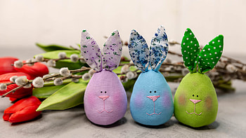 Green Blue Pink Easter Eggs With Bunny Ears Happy Easter HD wallpaper