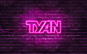 Tyan purple logo, , purple brickwall, Tyan logo, brands, Tyan neon logo, Tyan HD wallpaper