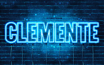 Clemente, , with names, Clemente name, blue neon lights, Clemente Birtay, Happy Birtay Clemente, popular italian male names, with Clemente name HD wallpaper