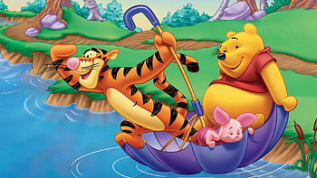 Piglet, Animation, Winnie-the-Pooh, River boating HD wallpaper