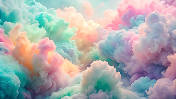 Pastel clouds, cloudscape, pastel, 3D, Abstract, colors HD wallpaper