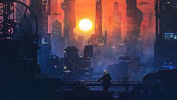 Barcelona Smoke And Neons The End , alone, smoking, scifi, city, artist, artwork, digital-art, artstation HD wallpaper