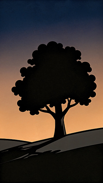 Twilight Tree Silhouette — HD phone wallpaper