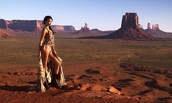 Cowgirl In Monument Valley.., style, monument valley, cowgirl, fun, brunettes, Chanel Iman-SI, fashion, outdoors, cape, girls, women, models, boots, western, female HD wallpaper