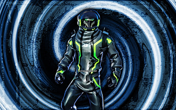 Green Eternal Voyager, blue grunge background, Fortnite, vortex, Fortnite characters, Green Eternal Voyager Skin, Fortnite Battle Royale, Green Eternal Voyager Fortnite HD wallpaper