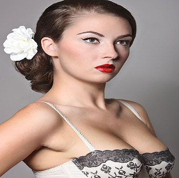 BEAUTY AND WHITE FLOWER, white, pretty, flower, eyes, face, woman, beauty HD wallpaper