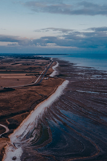 Nature, Sea, Horizon, Coast, Road, Field HD phone wallpaper