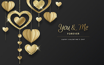 :), day, black, heart, valentine, golden, card HD wallpaper