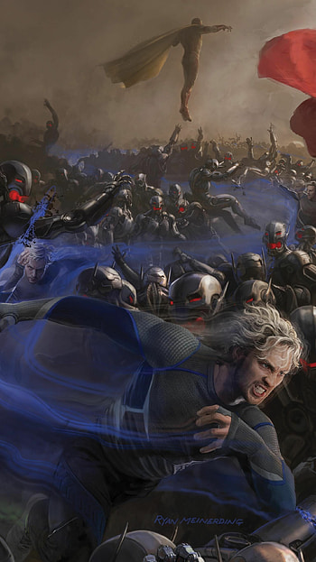 Marvel heroes, Quicksilver , Superhuman siblings, Illustrated background HD phone wallpaper
