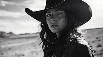 Cowgirl Spirit: A Stunning Ultra, cowgirl, portrait, Black & White, western, hat HD wallpaper