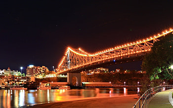 Bridge at Night, night, bridge, dark, lights HD wallpaper
