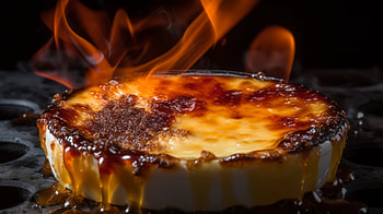Flaming Crème Brûlée, food, crème brûlée HD wallpaper