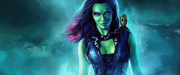 Gamora With Baby Groot Guardians Of The Galaxy, gamora, baby-groot, superheroes, artist, artwork, digital-art, artstation HD wallpaper