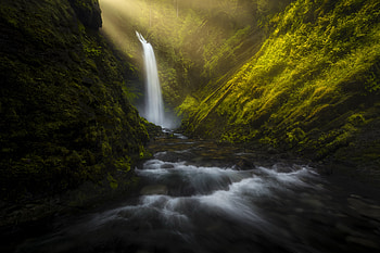 WaterFall, nature, water, moss HD wallpaper