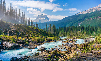 Yoho National Park Field Canada, canada, park, field, mountains, mountain, water, seashore, sky, clouds, nature HD wallpaper