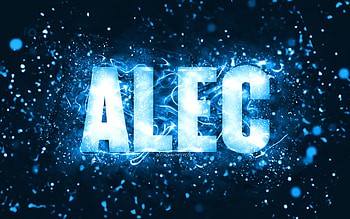 Happy Birtay Alec, , blue neon lights, Alec name, creative, Alec Happy Birtay, Alec Birtay, popular american male names, with Alec name, Alec HD wallpaper