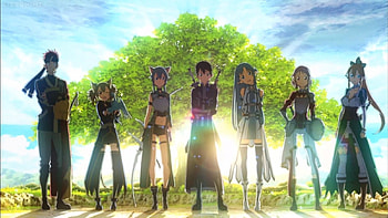 ALO, yui, lyfa, nice, sword art online, silica, scenery, cloud, female, sweet, girl, asuna yuuki, yuuki, fairy, anime girl, sao, anime, pretty, pina, lovely, kirito, leafa, knight, yuuki asuna, lisbeth, klein, beauty, group, scene, sinon, asuna, armor, sky HD wallpaper