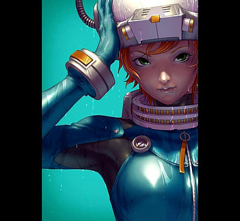 Wetsuit, wet, blonde, anime, cg, fantasy, suit, girl HD wallpaper