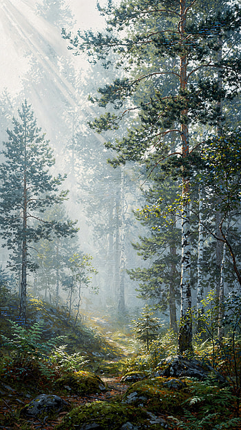 Misty Forest — Dawn Trail , Path, Sunlight HD phone wallpaper