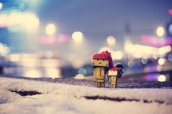 Winter, Miscellanea, Miscellaneous, Danbo, Cardboard Robot, Hats, Caps HD wallpaper