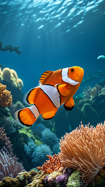 Vibrant Clownfish for Your , fish, coral reef, underwater, marine life HD phone wallpaper