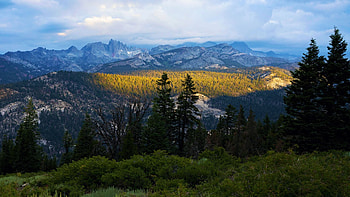 Sunrise Vista Near Mammoth Lakes, California, landscpe, trees, USA, clouds, sky, mountains HD wallpaper